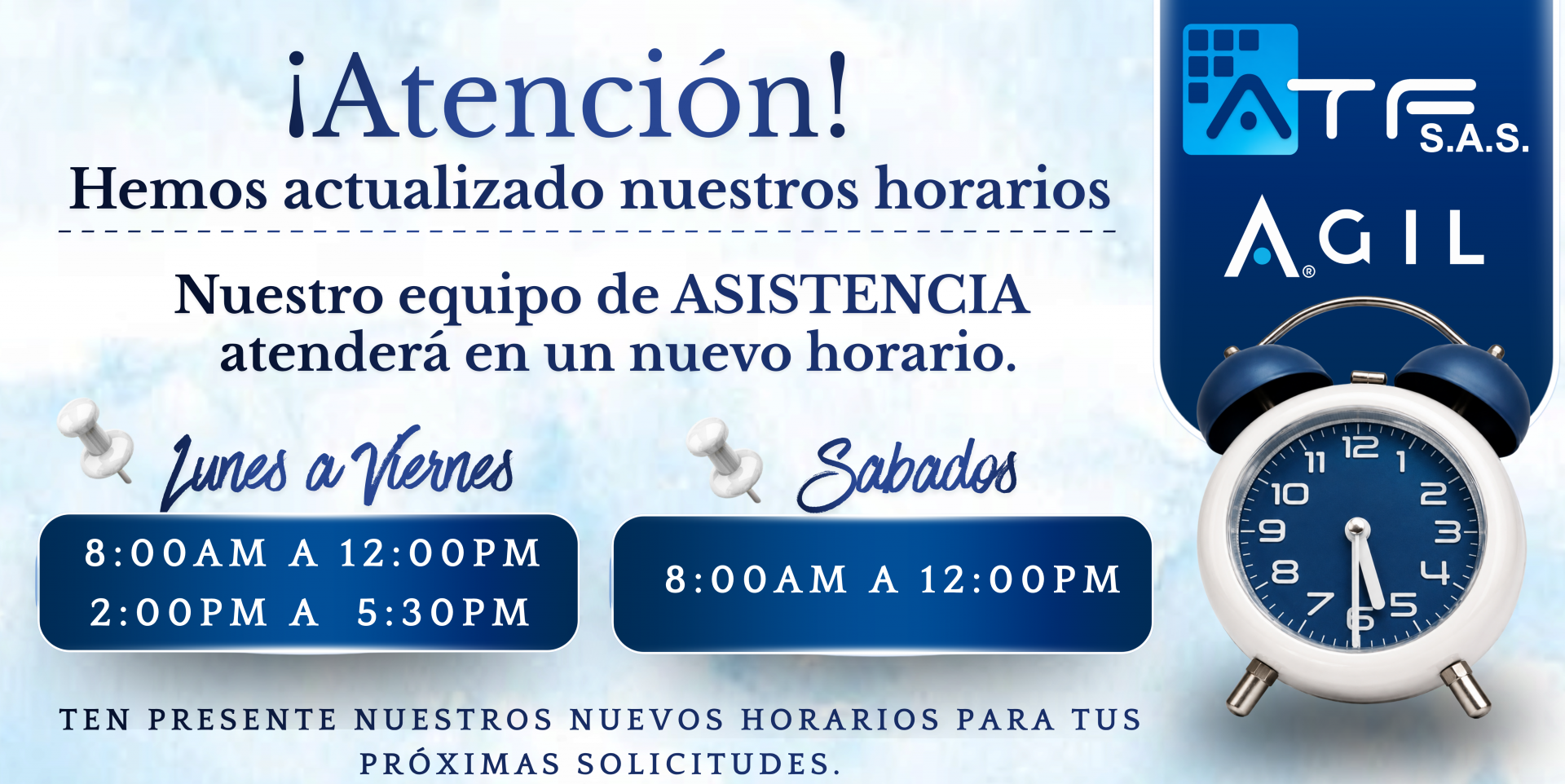 Nuevos horarios, el mismo compromiso contigo